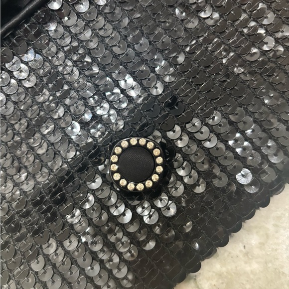 Vintage Norell 70's Black Sequin Clutch/Mini Bag/Pouch - Picture 4 of 8